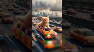 Kitten rides a Gummy limousine! #cats #cutecat #funny #catlovers