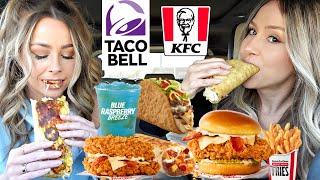 Trying NEW fast food- KFC Double Down, Taco Bell Bacon Club Chalupa, Bacon & Cheese Chicken Sandwich