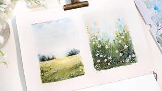  Easy Mini Watercolor Painting Tutorial // Summer Fields