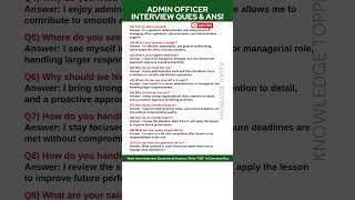 Admin Officer Interview Questions and Answers | Admin Interview Questions and Answers