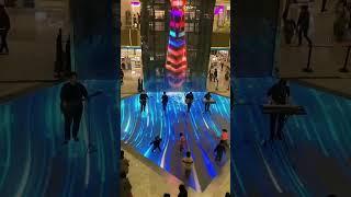 Large transparent pillar LED display screen and interactive ground screen in shopping malls