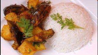 Sukha Aloo Baingan - Eggplant and Potatoes Fry - By Vahchef @ VahRehVah.com