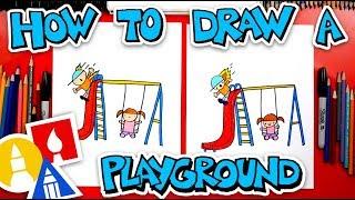 How To Draw A Playground With Slide And Swing