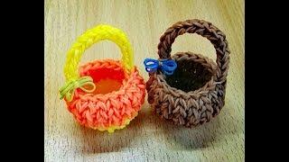 Большая Корзинка из резинок на крючке воздушными петлями Rainbow Loom