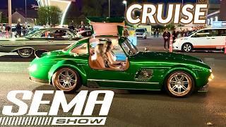 Super cars cruising Las Vegas | SEMA 2024 | exotic cars, custom cars and truck [4k UHD Video]