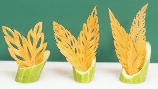 3 Cute Carrot Leaf Carving Garnish | Lavy Fuity