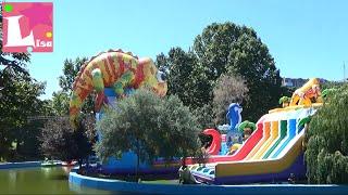 Children's amusement park ride in an amusement park Victory Park Odessa boating vlogs