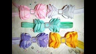 Повязки резинки бантики из лент канзаши МК / hair clips ribbon kanzashi DIY