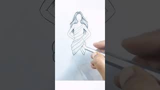 A girl with beautiful dress drawing #shorts