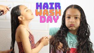 HOW TO KIDS HAIR WASH DAY ROUTINE | Wavy/Curly Girl Hair Tutorial