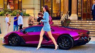 MONACO LUXURIOUS RICH LADIES NIGHTLIFE SUMMER 2024 SUPERCARS: Lamborghini, Ferrari, Rolls-Royce,