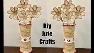 DIY Jute flower with Vase | Best Out of waste |Jute Craft ideas| Burlap Flower| Vase with Jute Rope|