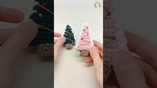 Amigurumi Christmas Tree Pins | Full video tutorial is on my channel | Crochet Christmas Pins