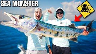 Catching Giant Barracuda In SEA MONSTER INFESTED WATER!