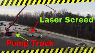 420 yard pour warehouse floor pour with 61 meter pump truck and laser screed #pumptruck #laserscreed