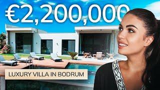 Luxury villa tour in Bodrum worth €2,200,000 with panoramic view and swimming pool. Exclusive offer!