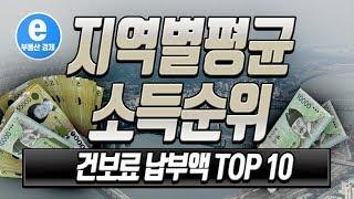 지역별 평균 소득수준 랭킹   건보료 납부액 TOP10