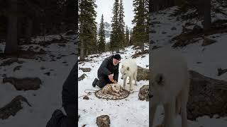 Mother Snow Wolf Saves Her Cubs with the Help of an Old Guy! #animals #rescueanimals #humanity
