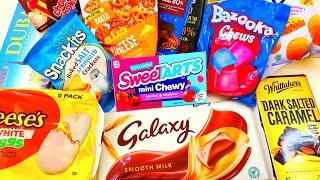 New Exciting Snack Opening Sweet Tarts  Reese's white eggs New Galaxy bazooka chews sour candy