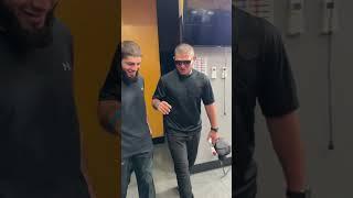 Khabib Nurmagomedov arrives with Imamshafi Aliev ahead of #BellatorSanDiego