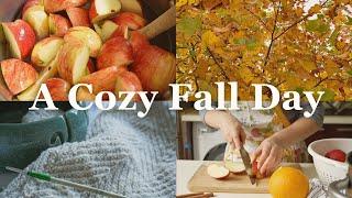 A Cozy Fall Day in the Life  knitting, homemade apple cider, sewing, yoga, & getting outside