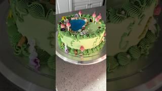 Woodland cake with a jello pond! 🪷 #cake #cakedecorating #shorts #enchantedforest