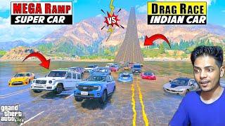 GTA 5 :  INDIAN CARS  VS  SUPER CARS  MEGA RAMP WATER DRAG RACE CHALLENGE!