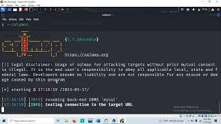 Using sqlmap to find database name, table, columns and data