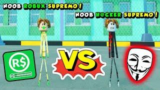 NOOB H@CKER SUPREMO VS NOOB COM ROBUX SUPREMO NO STRONGMAN SIMULATOR (Roblox)