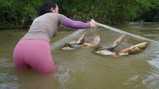 Full Videos: Unique Fishing - Pumping water outside the natural lake, Harvesting a lot of big fish