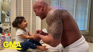 Dwayne Johnson sings 'You’re Welcome' while washing hands with daughter