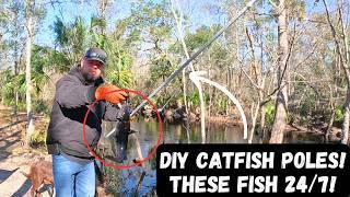 DIY Catfish Poles! Adjustable 24/7 Fishing!