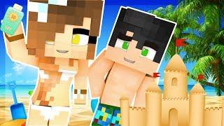 Minecraft - BABIES BEACH ADVENTURE!! BUILDING SAND CASTLES!!! (Minecraft Roleplay)