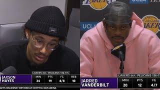 Postgame | "GOAT" - Jarred Vanderbilt & Jaxson Hayes on LeBron hitting 50K, Lakers win 7 game streak