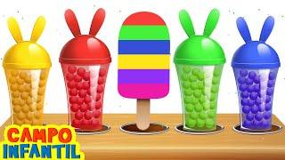 Aprenda Colores Para Niños | Paletas de Helado con Molde de Conejito | Campo Infantil