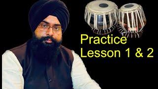 Practice Lesson 1 & 2 Tabla lesson for beginners in Hindi with English subtitles by Rajvinder Singh