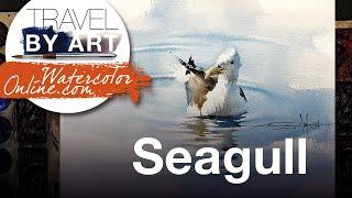 #262 Travel By Art, Ep. 116: Seagull (Watercolor Portrait Demo)