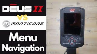 Minelab Manticore & XP Deus 2 Menu Comparison