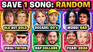 Save one Song: RANDOM Rules Edition (6 Songs Challenge) | Music Quiz Challenge