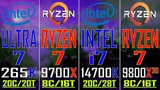 ULTRA 7 265K vs RYZEN 7 9700X vs INTEL i7 14700K vs RYZEN 7 9800X3D || PC GAMES BENCHMARK TEST ||