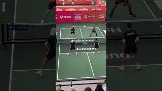 JW Johnson shows how to end a pickleball point with the perfect Erne 
