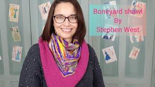 Finished Boneyard Shawl by Stephen West & Whitmoor sweater cast on Vlogmas 4