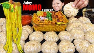 Juicy Jumbo Pork Momo + Spicy Pork Thukpa Mukbang  | Nepali Favorite Combo! Eating Show