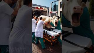 Pregnant cow rescued by doctors from city road #humanity #rescueanimals #cow #veternary #animals