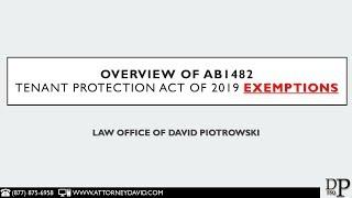 AB1482 - Exemptions to the Tenant Protection Act of 2019