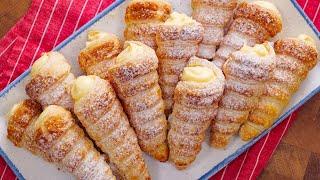 Pastry cones with orange cream