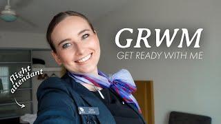 ️ Flight Attendant Get Ready With Me  make up, uniform options, morning routine (GRWM)