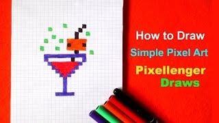 How to Draw Cocktail Halloween Simple Picture Pixel Art for Kids 如何繪製 कैसे आकर्षित करने के लिए