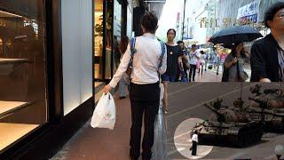 「六四36」女士稱以「坦克人」裝束紀念王維林精神：義之所在。市民W邊播歌行維園遭禁止：無哂人權啦而家