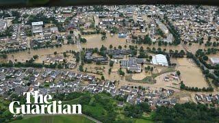 Flooding across Belgium, Germany and the Netherlands shown in aerial footage